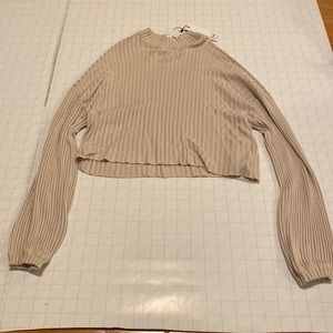 Tan, knit long-sleeve sweater